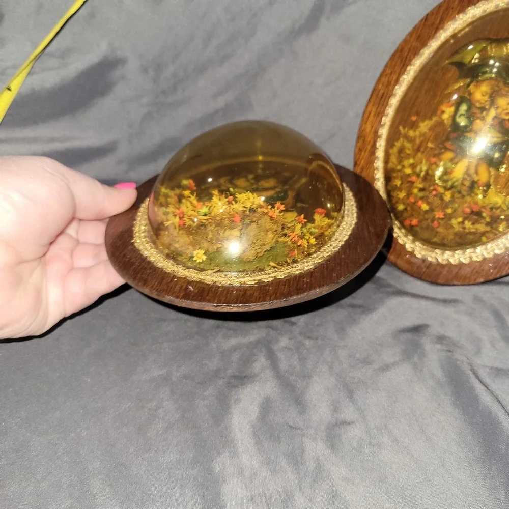 Vintage Goebel Hummel Decoupage 3D Dome Wooden Wall Plaque Pictures Hangings